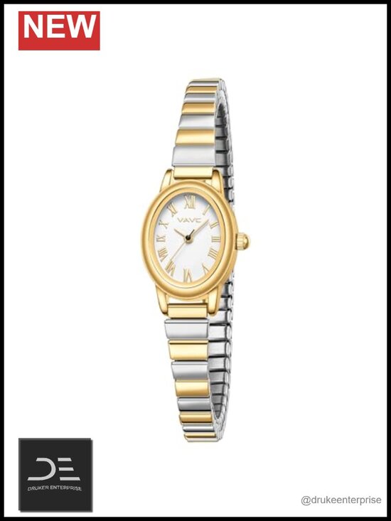 Small Oval Gold Watch for Women Roman Dial Stainless Steel Expansion Band main image 4